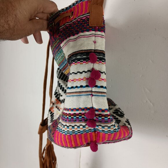 Chumbak Boho Crossbody Bag With Tribal Print & Tassels Magnetic Closure - Picture 10 of 16